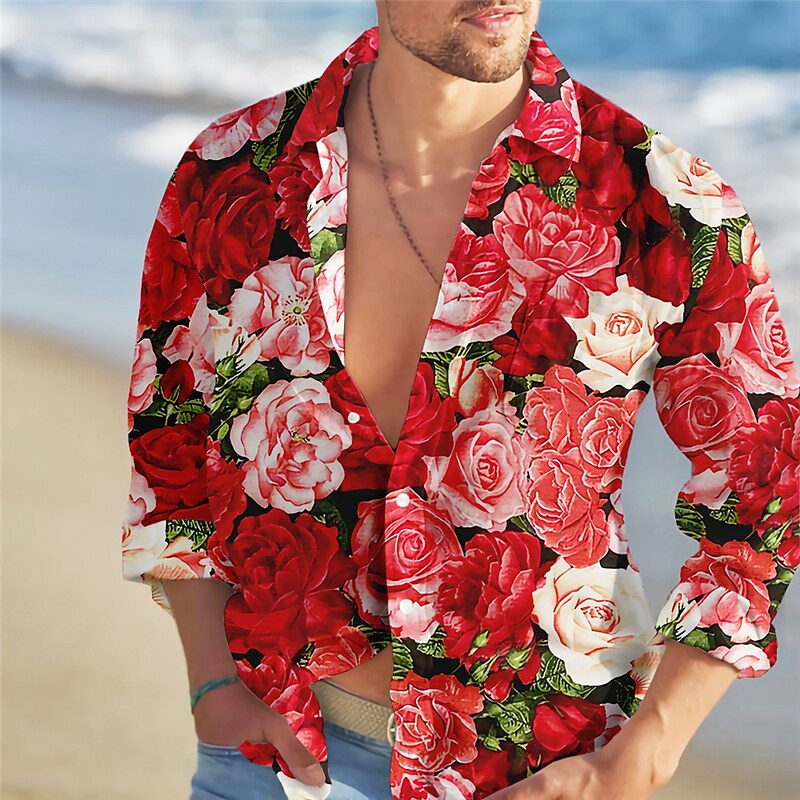 Summer Rose Clothing - Мужская Уличная рубашка, Повседневная рубашка с