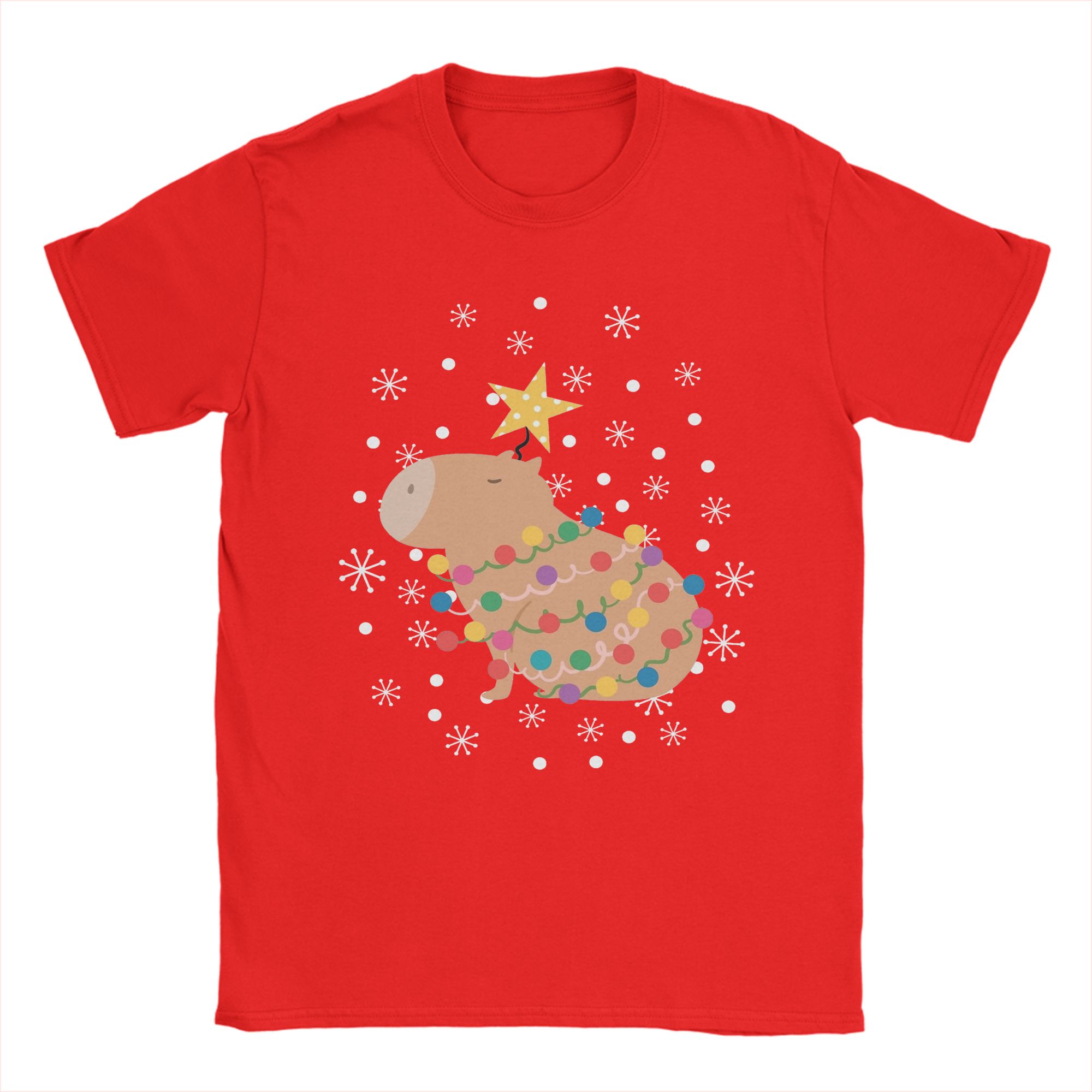 Summer Clothing Ideas - Футболка с изображением капибары и рождественской