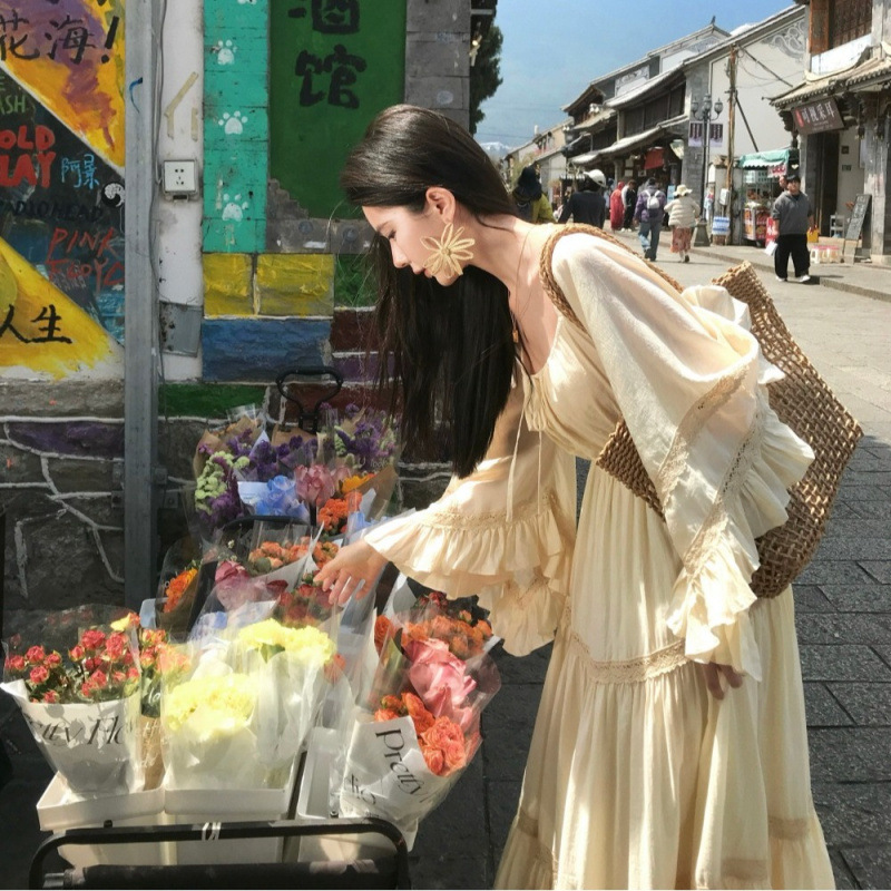 Summer Clothing For Older Women - Новое элегантное платье с квадратным вырезом,