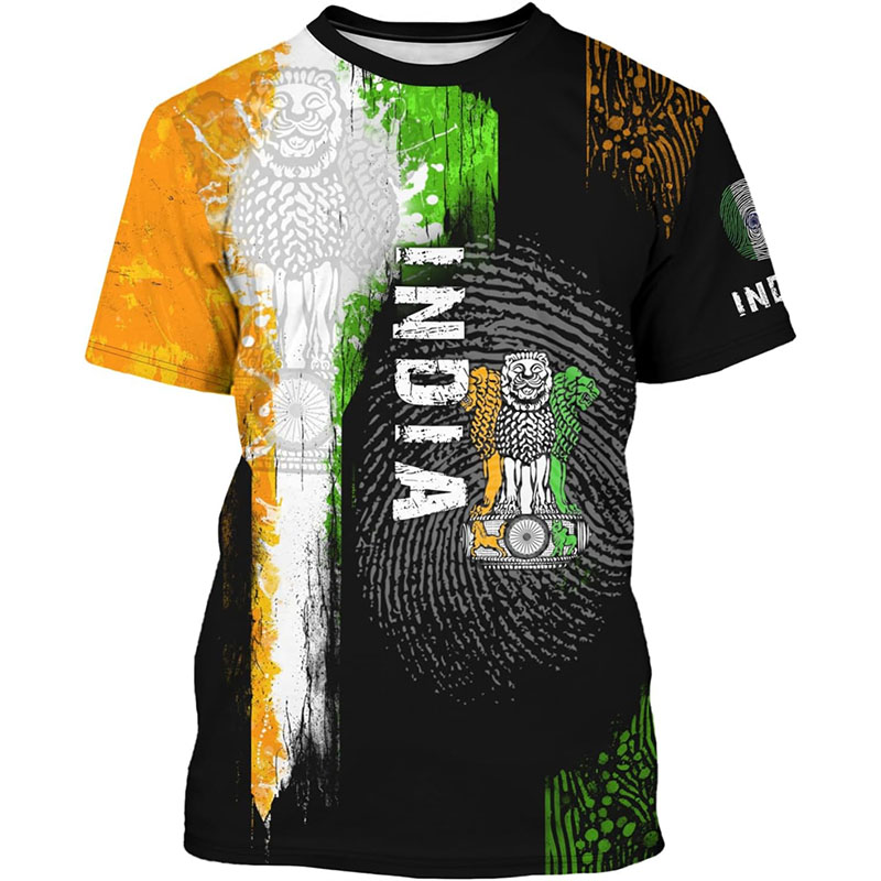 India Flag Print T-shirt Men's – обзор и цена Summer Clothing India