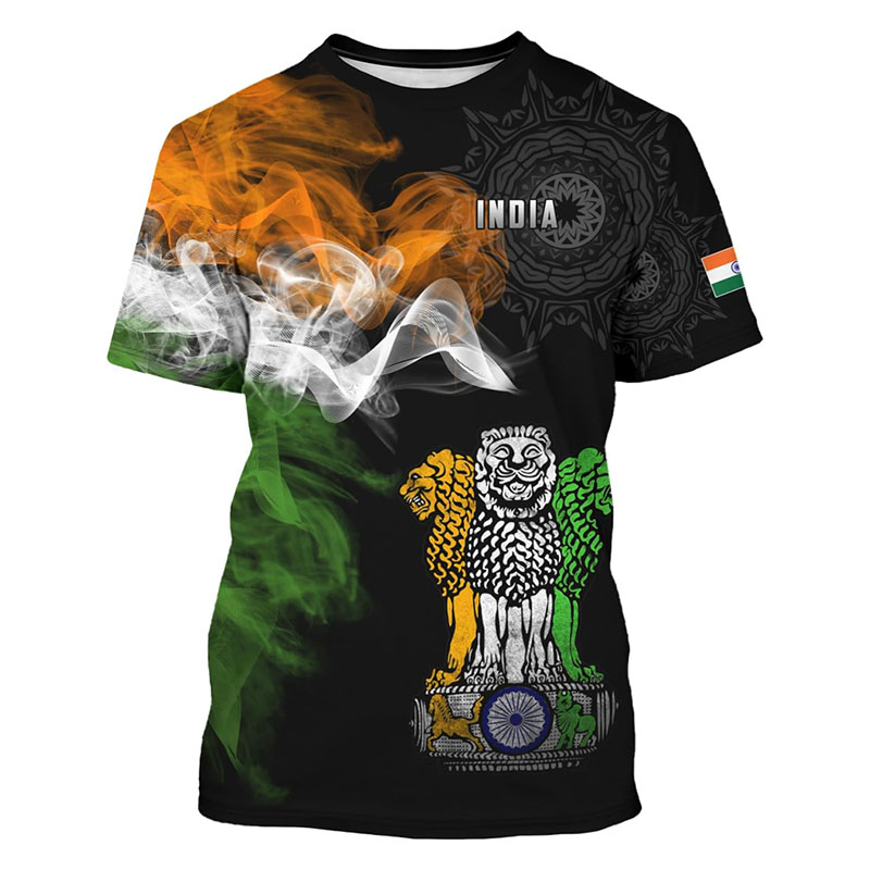 India Flag Print T-shirt Men's – обзор и цена Summer Clothing India
