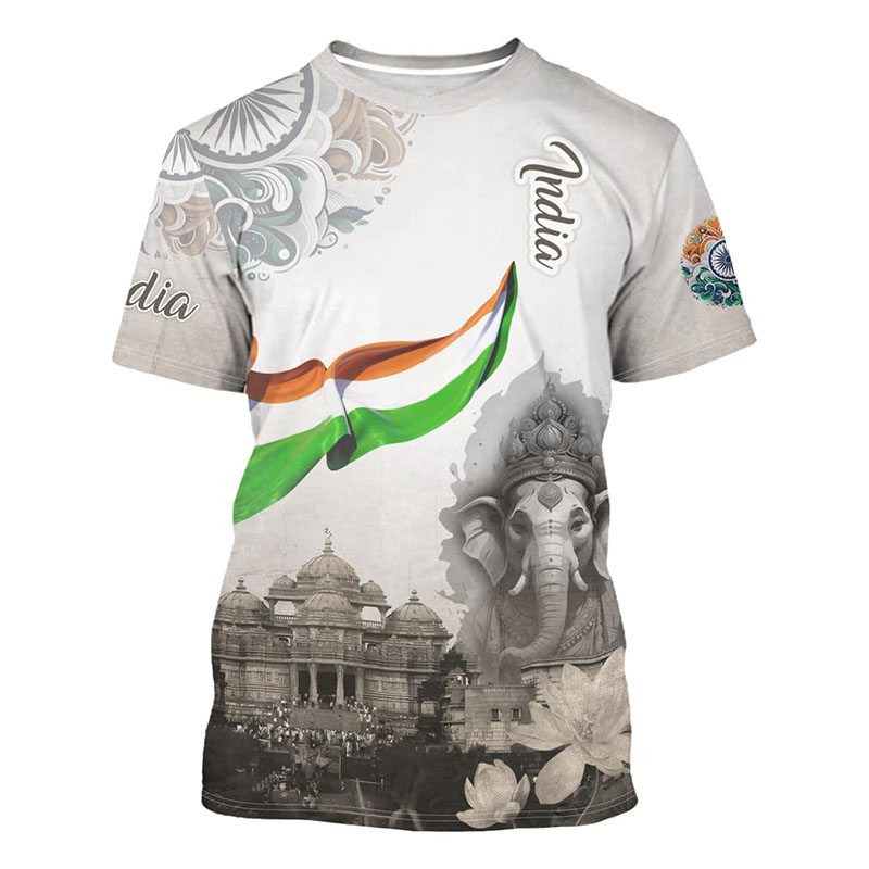 India Flag Print T-shirt Men's – обзор и цена Summer Clothing India