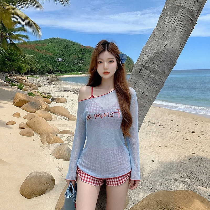 Женский комплект бикини: синяя – обзор и цена Swim Cover Up Mesh