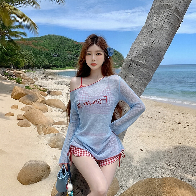 Женский комплект бикини: синяя – обзор и цена Swim Cover Up Mesh